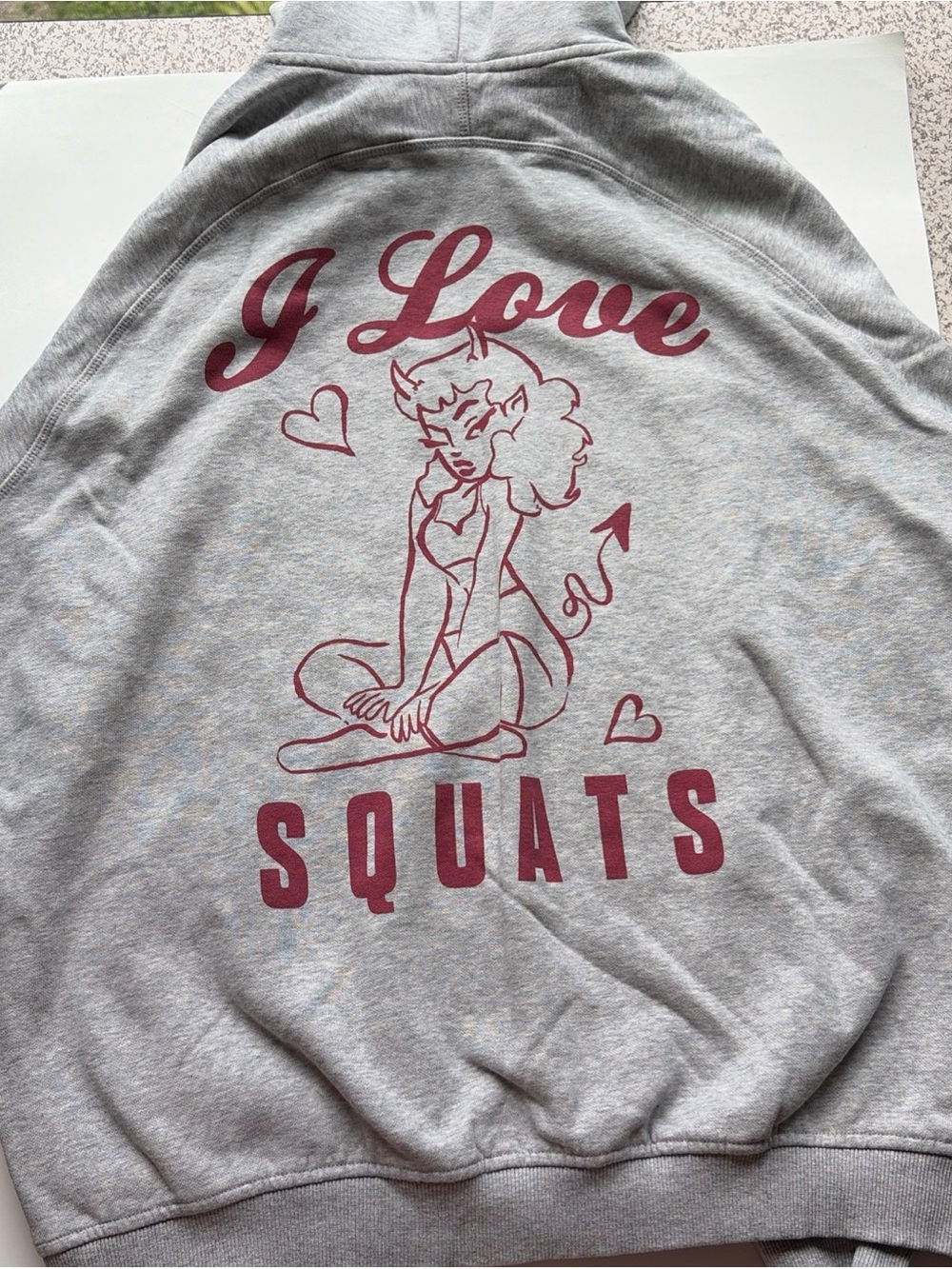 Gymshark I Love Squats Hoodie - Light Grey Core Marl Medium